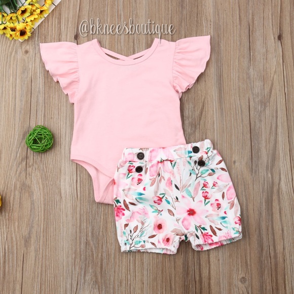 Other - Babygirl Boutique Ruffle Strap + Floral Shorts Set